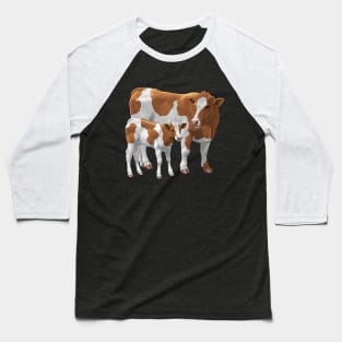 Guernsey Cow and Cute Calf Baseball T-Shirt